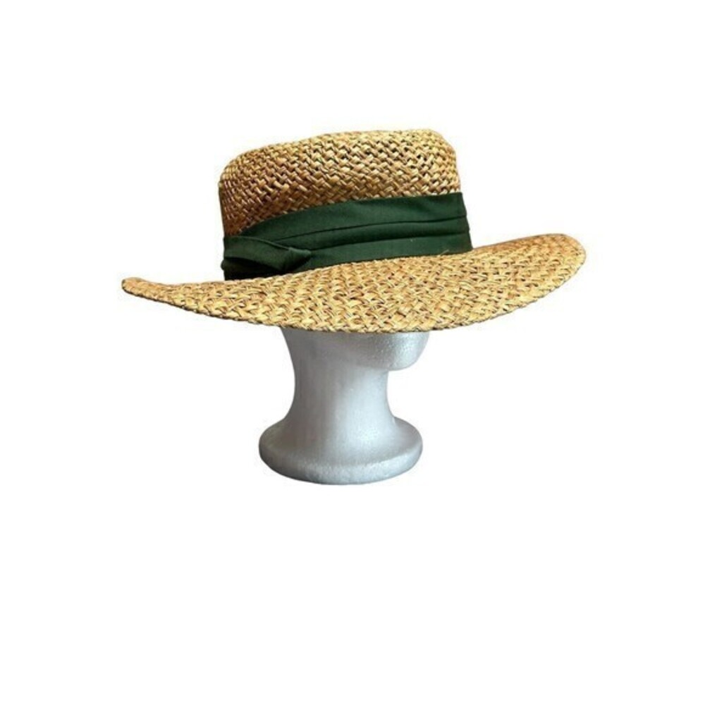 Peter Grimm‎ Follow the Rabbit Green Trim Straw Hat O/s Fedora Hat Vacat…